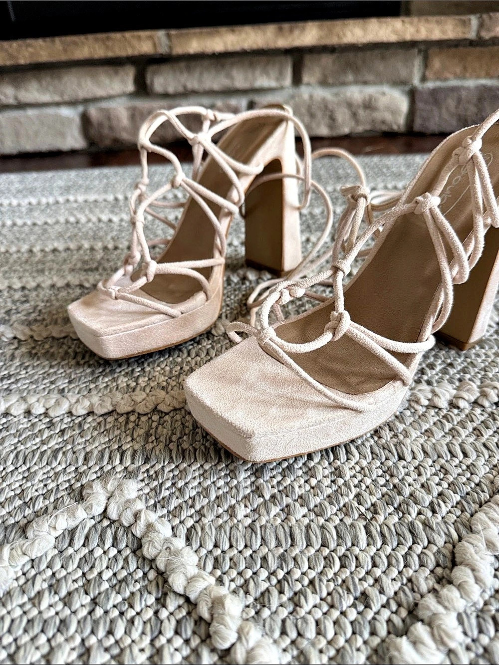 Strappy Block Heel Sandals in nude Like New